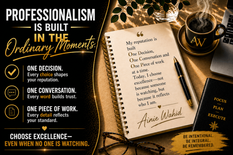 Professionalism is built in the ordinary moments, illustrated through one decision, one conversation and one piece of work at a time.